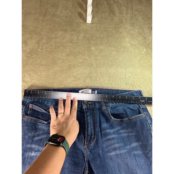 VTG Y2K Anchor Blue Men's Low Rise Slim Stretch Medium Wash Denim Jeans Sz 34x30 - Picture 6 of 11